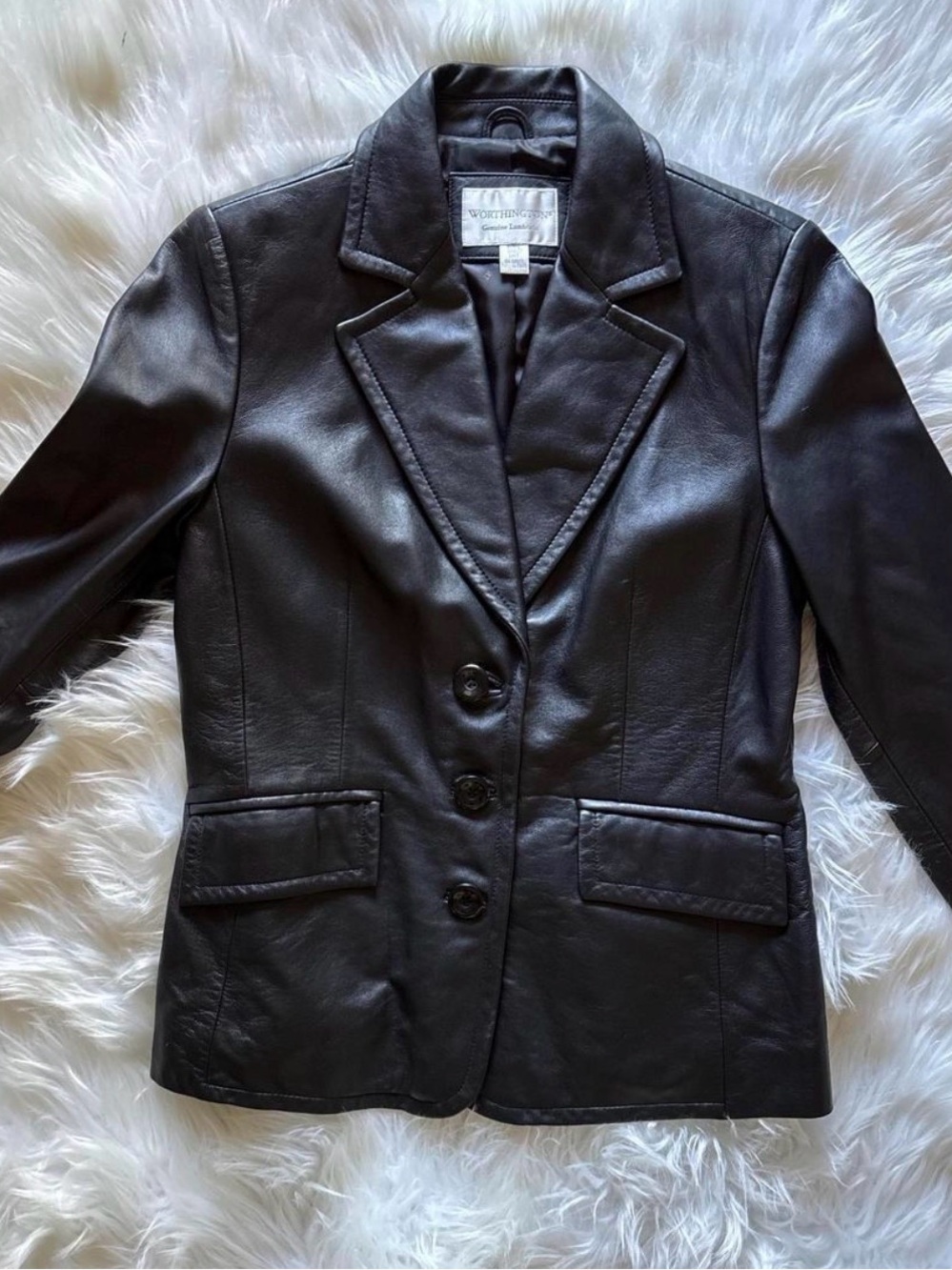 Worthington Black Leather Tailored Blazer